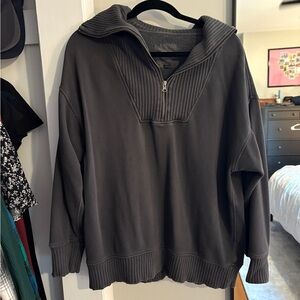 Aerie Women’s Medium Charcoal Gray Quarter-Zip Sweatshirt